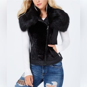 Guess faux fur blue vest